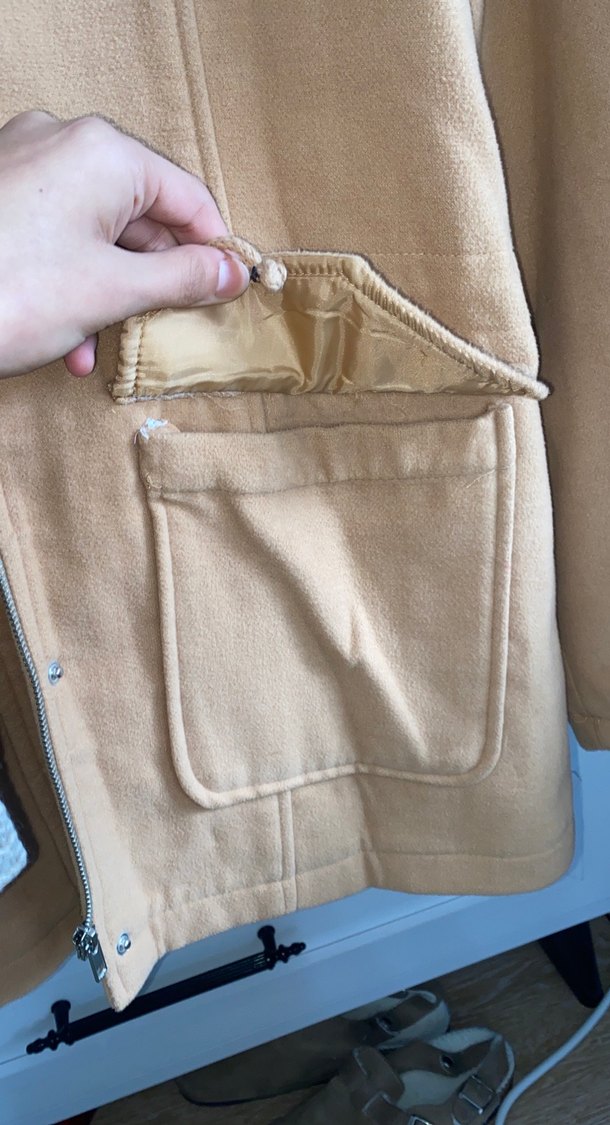 Düğmeli Bej Kadın Midi Ceket - Görsel 3