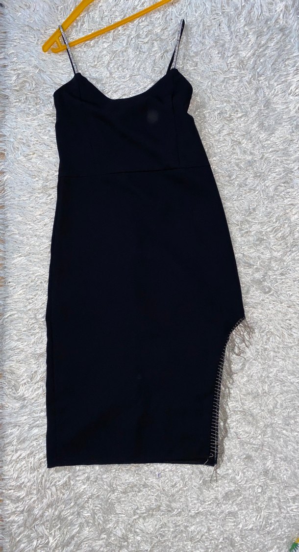 Siyah V Yaka Abiye Elbise - Görsel 5