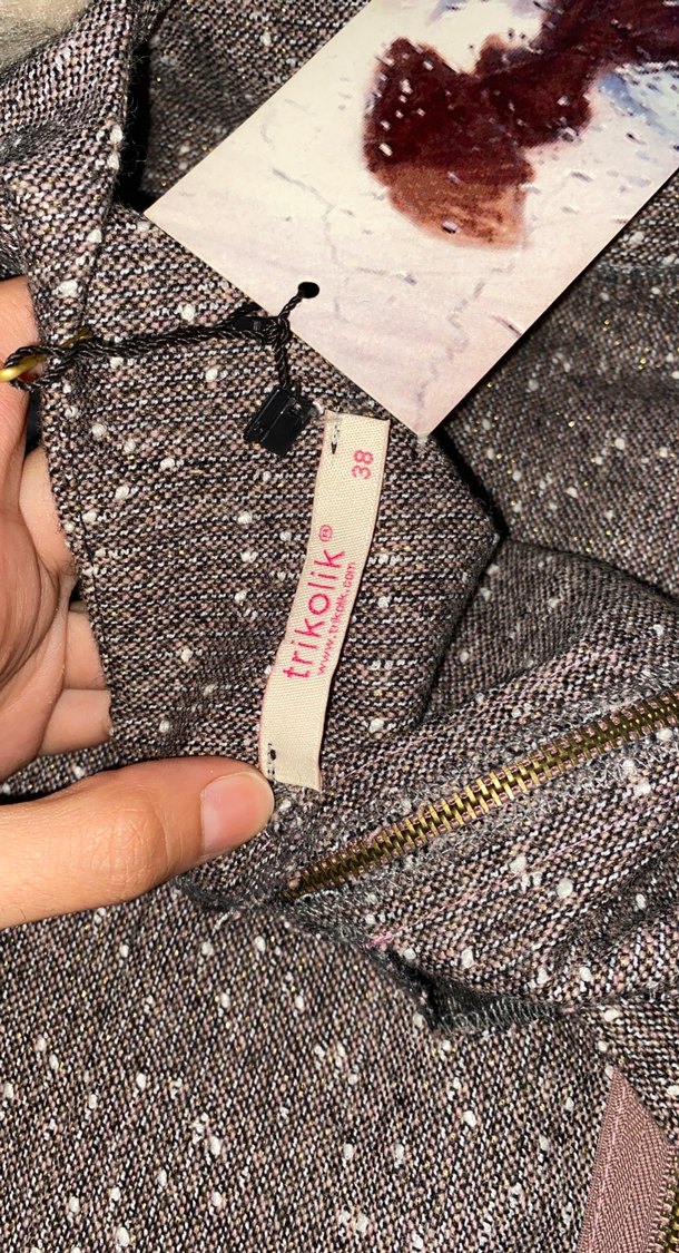 Kürk Detaylı Kahverengi Midi Triko Elbise - Görsel 4