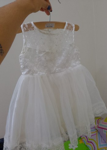 Beyaz Straplez Uzun Bohem Mini Gelinlik - Görsel 2