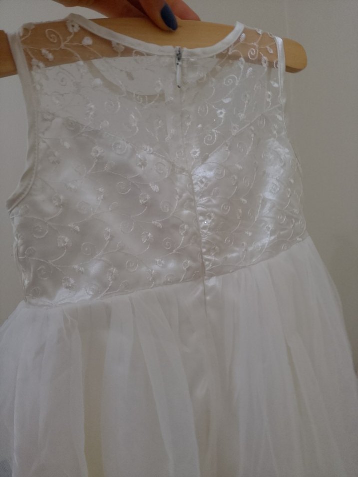 Beyaz Straplez Uzun Bohem Mini Gelinlik - Görsel 3