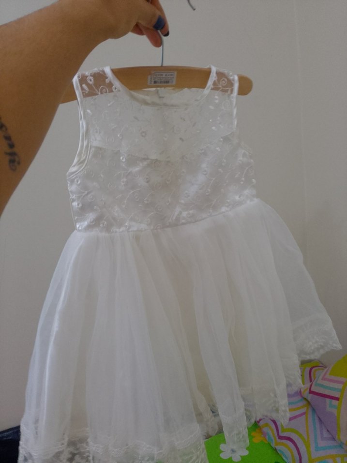 Beyaz Straplez Uzun Bohem Mini Gelinlik - Görsel 2