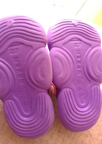 Mor Gezer Kız Terliği, Renkli Baskılı, Tokalı - Görsel 3