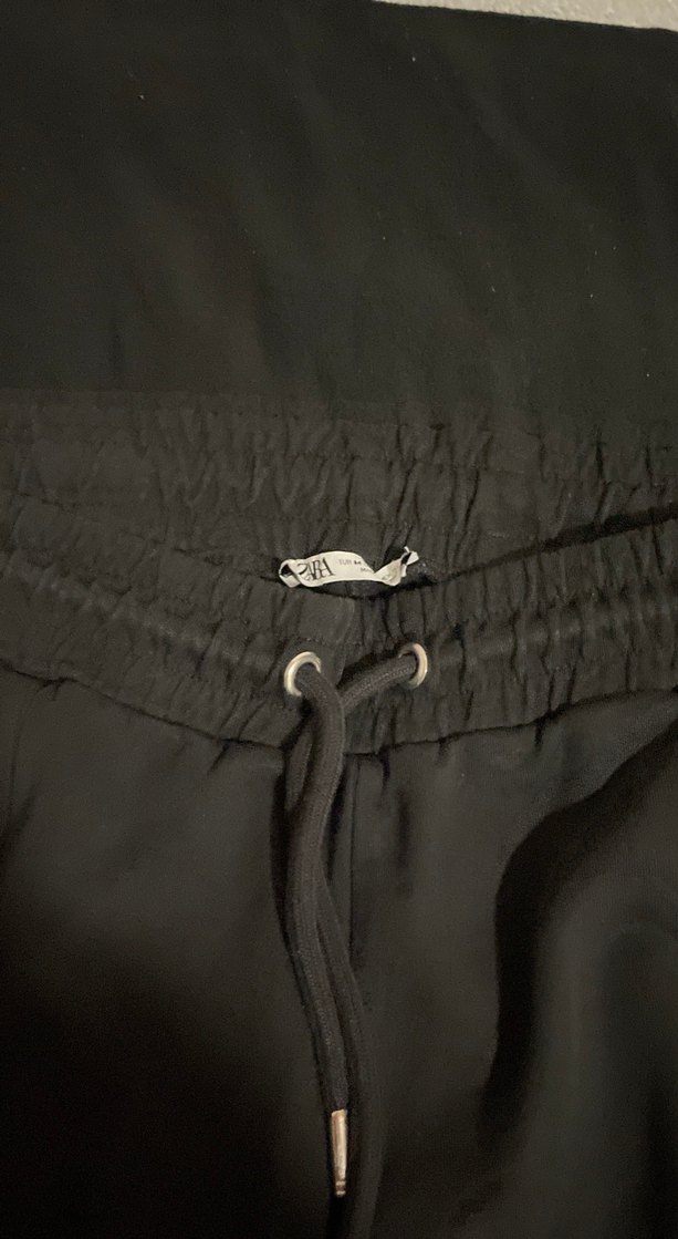 Siyah Oversize Midi Kumaş Kadın Pantolon - Görsel 3