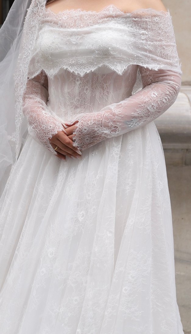 Vintage Uzun Kollu Prenses Gelinlik - Görsel 2