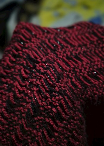 Bordo Örgü Şal - Görsel 4