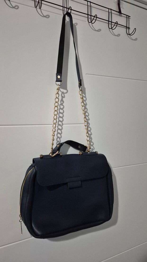 Zincir Detaylı Lacivert Kadın Çanta - Görsel 2