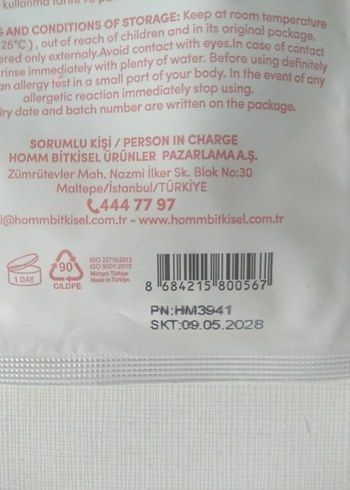 Homm Bitkisel Gözenek Sıkılaştırıcı Kağıt Yüz Maskesi - Görsel 3