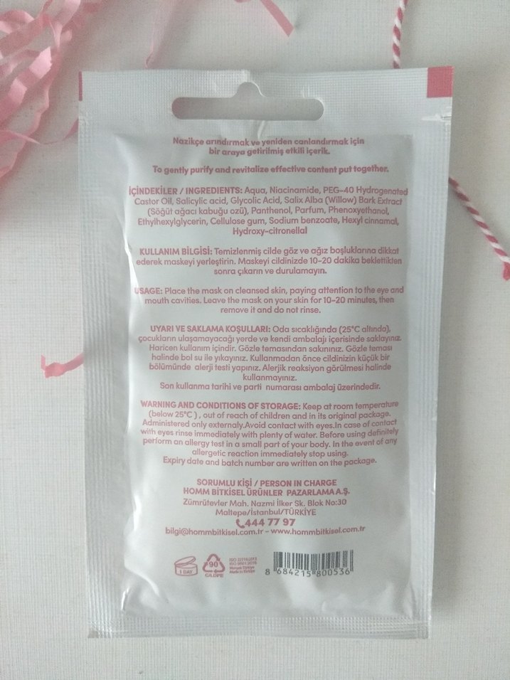 Homm Bitkisel AHA + BHA Kağıt Yüz Maskesi - Görsel 3