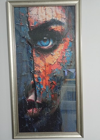 Renkli Yüz Detaylı Elmas boyama çerçeveli tablo - Görsel 2