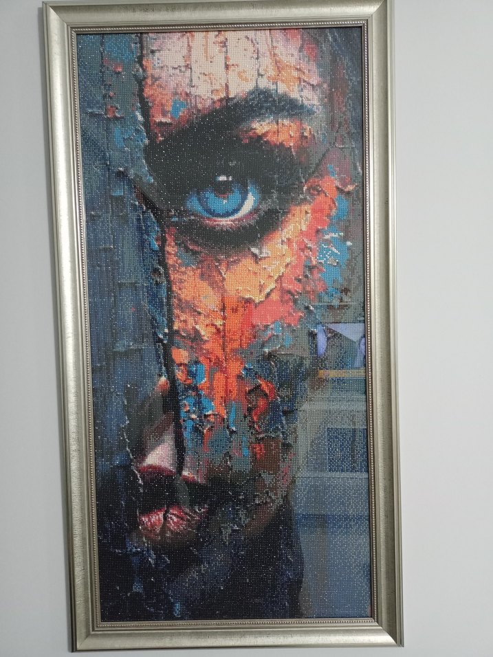 Renkli Yüz Detaylı Elmas boyama çerçeveli tablo - Görsel 2