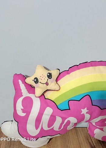 Renkli Unicorn Peluş Oyuncak 2 li yastık - Görsel 5