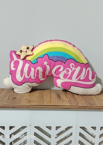 Renkli Unicorn Peluş Oyuncak 2 li yastık - Görsel 4