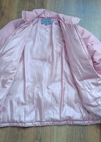 Pembe Kadın Kışlık Mont, Fermuarlı, Yüksek Yaka - Görsel 3