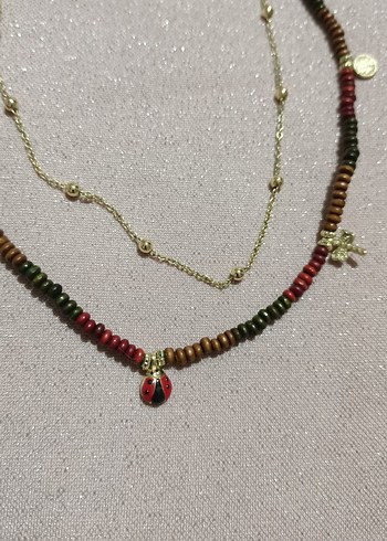 Kısa Çok Renkli Boncuklu Bohem Kolye - Görsel 2