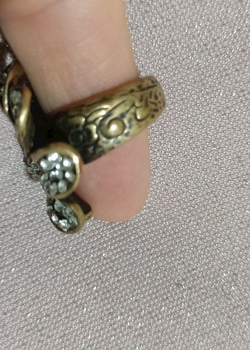 Turkuaz Taşlı Çiçek Desenli yuzuk - Görsel 2