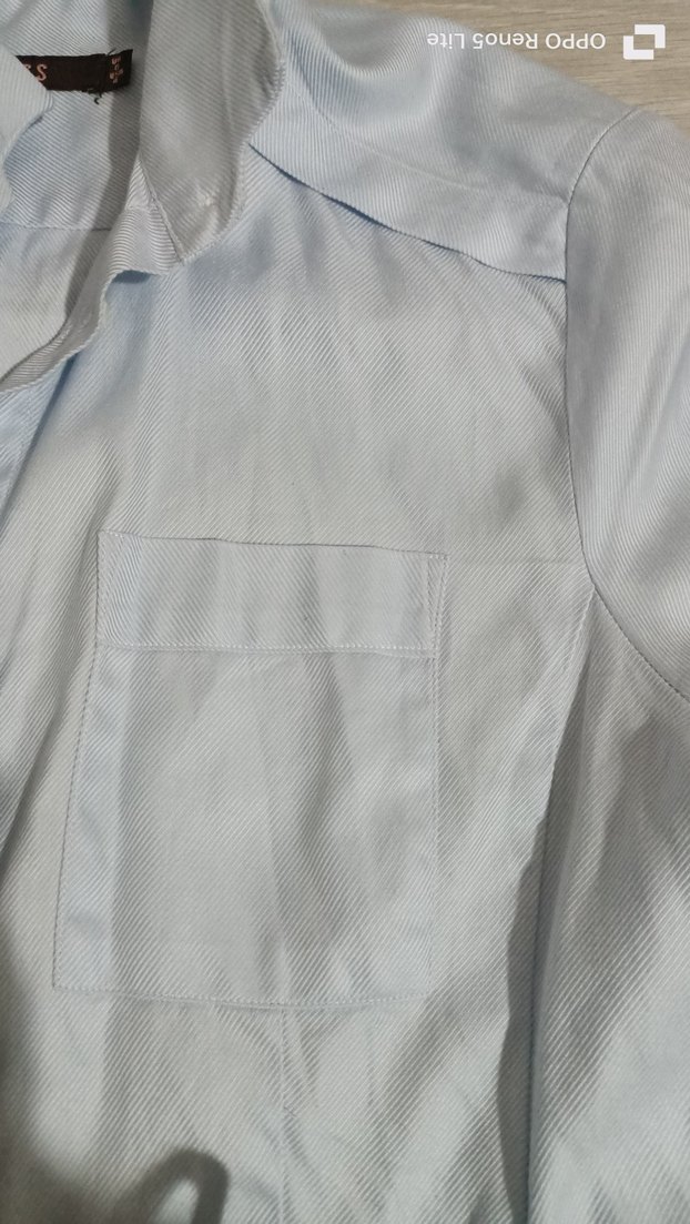 gizli dğmeli bebek mavisi kadın gömlek - Görsel 3