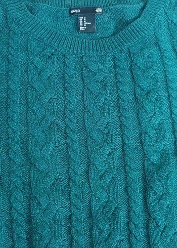 H&M kadın Yeşil Örgü Kazak - Görsel 3