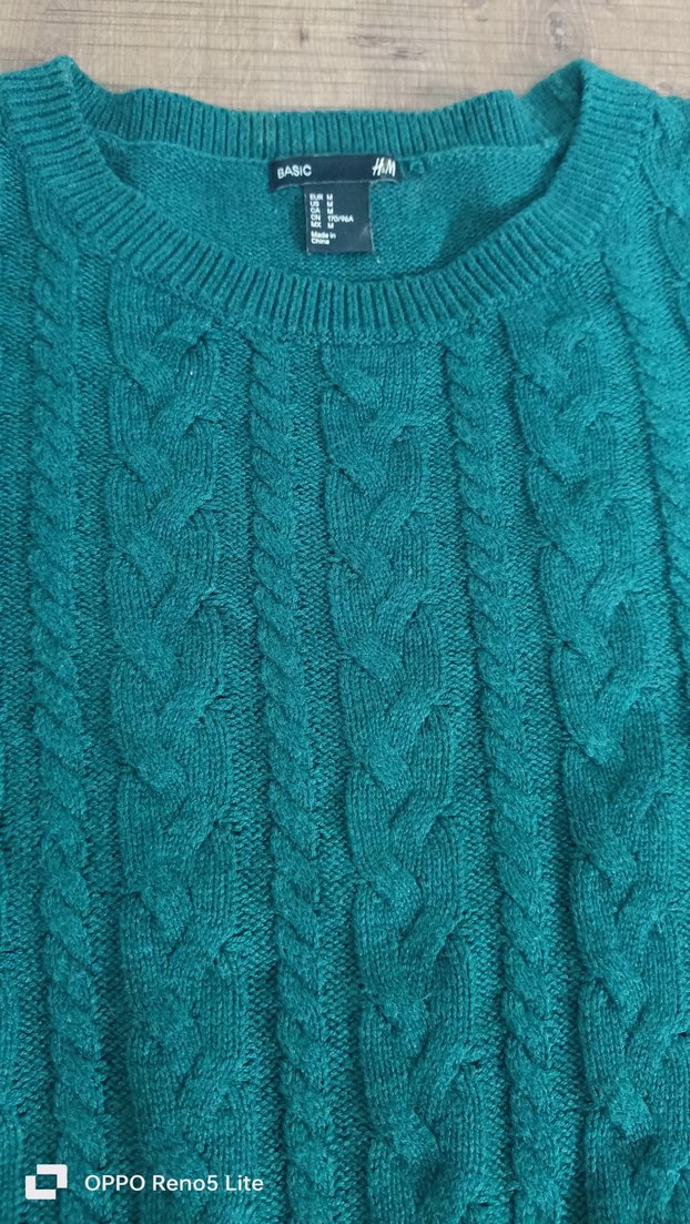 H&M kadın Yeşil Örgü Kazak - Görsel 3