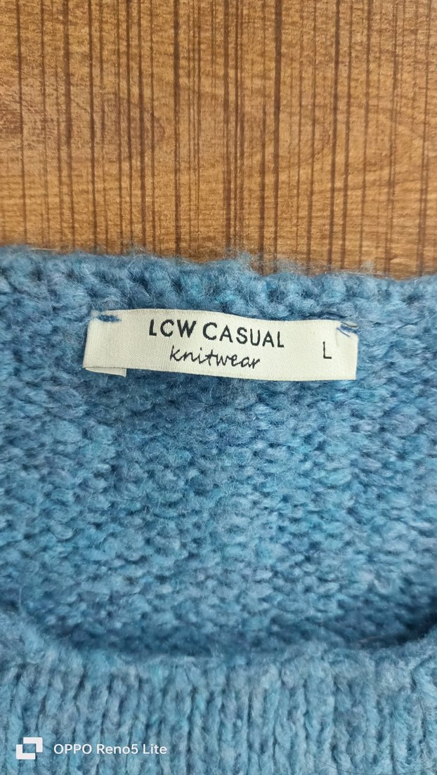 LCW mavi Batik Desenli Örgü Kadın Kazak - Görsel 2