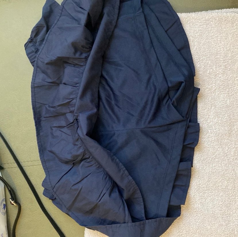 Kadın Lacivert Keten Fırfırlı Midi Etek - Görsel 3