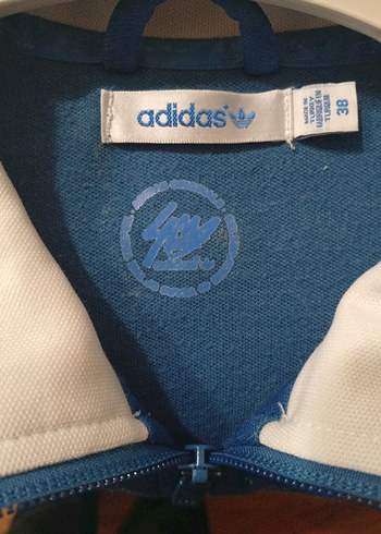 Mavi Adidas Fermuarlı Unisex Spor Ceketi - Görsel 4