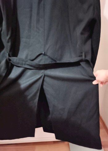 Düğmeli Siyah Erkek Uzun Kaban - Görsel 2