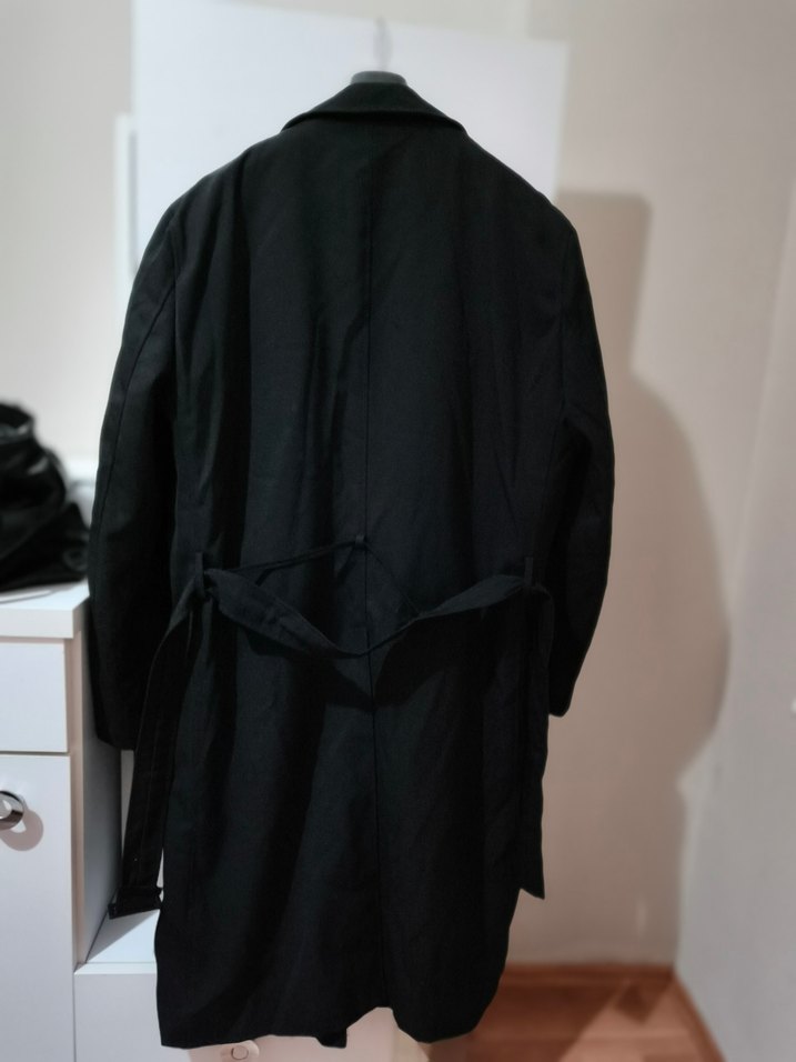 Düğmeli Siyah Erkek Uzun Kaban - Görsel 3