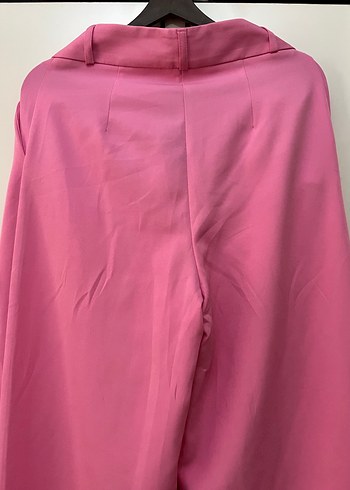 Pembe Piliseli Kadın Midi Kumaş Pantolon - Görsel 2