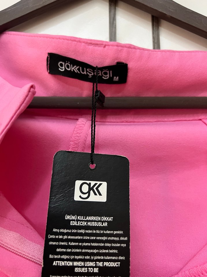 Pembe Piliseli Kadın Midi Kumaş Pantolon - Görsel 3