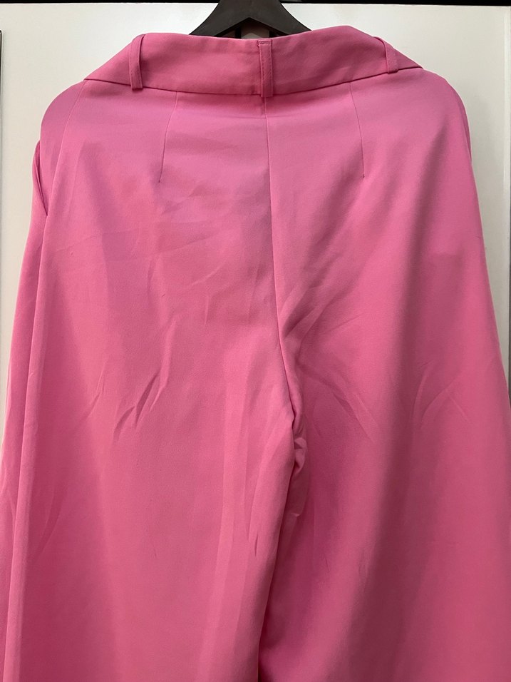 Pembe Piliseli Kadın Midi Kumaş Pantolon - Görsel 2