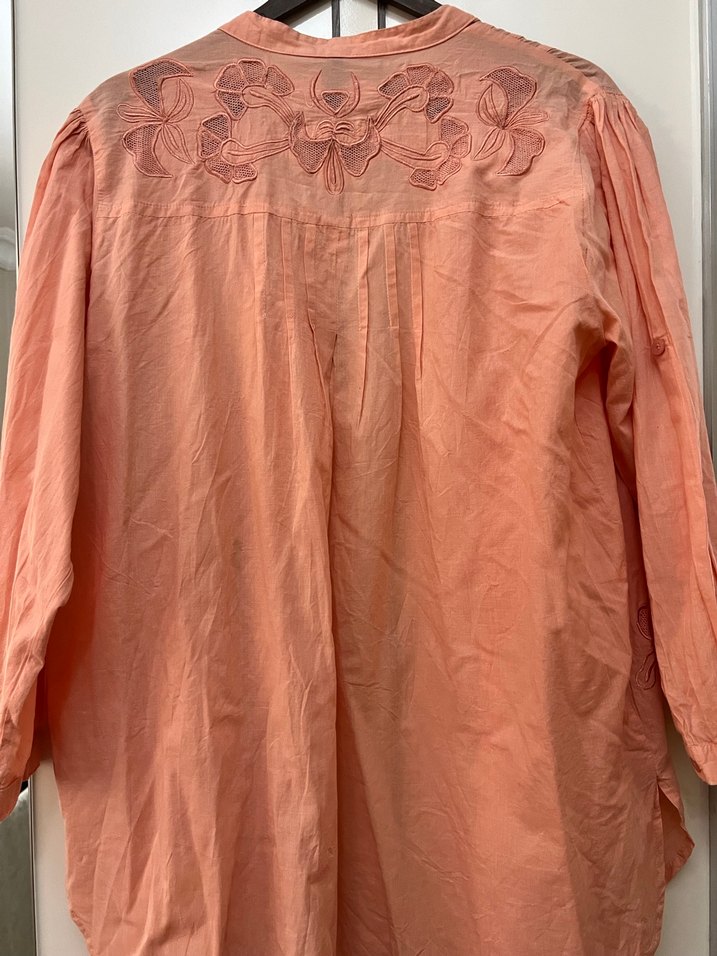 Pembe Keten Uzun Düğmeli gömlek - Görsel 3