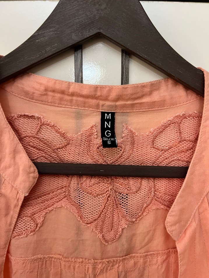 Pembe Keten Uzun Düğmeli gömlek - Görsel 4