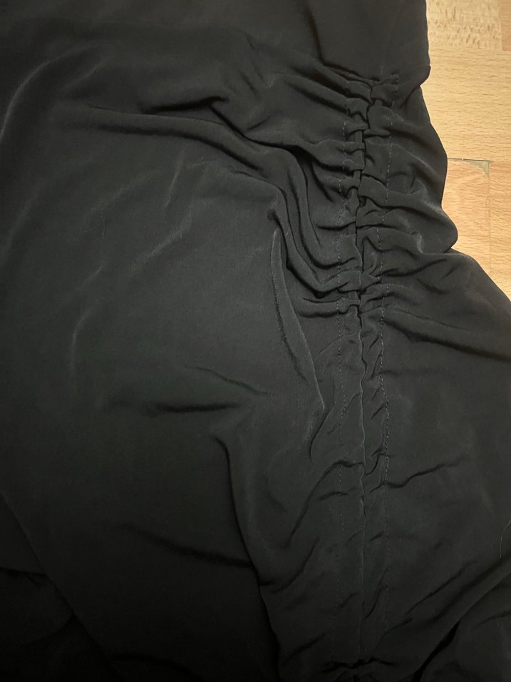 Kadın Siyah Uzun yırtmaçlı Drapeli Etek - Görsel 3