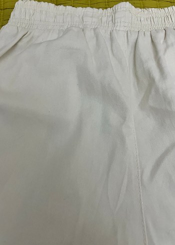 Beyaz Keten Midi Kadın Pantolon - Görsel 2