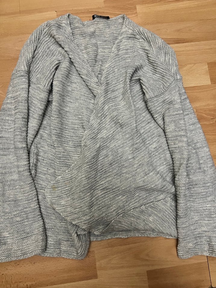 Gri Örgü Kadın Hırka, Uzun Kollu, Midi Boy - Görsel 2