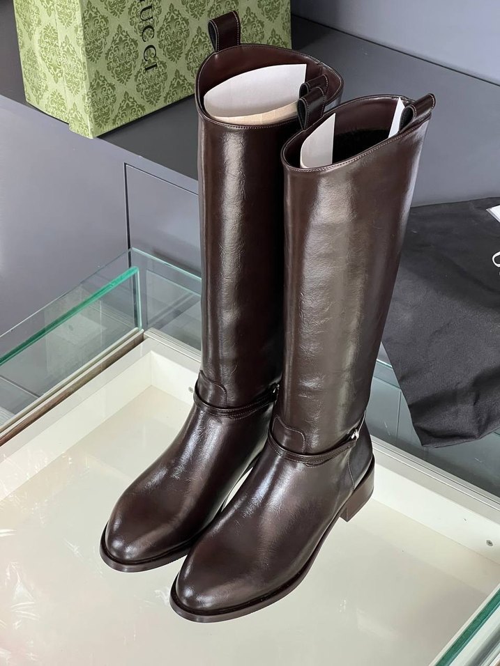 Kahverengi Deri Tokalı Dizüstü Çizme - Görsel 2