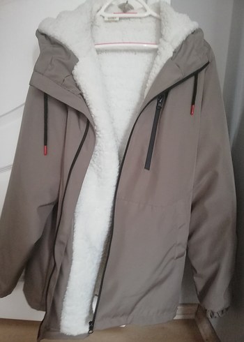 Kadın vizon rengi mont kaban - Görsel 2