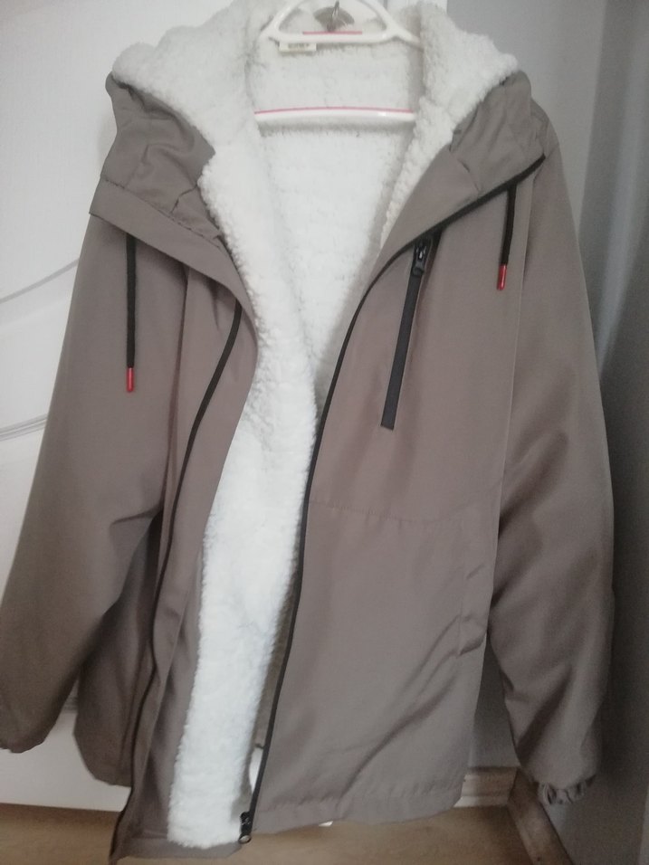 Kadın vizon rengi mont kaban - Görsel 2