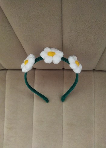 papatya motifli örgü taç toka - Görsel 2