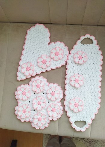 Pembe Çiçekli lif seti - Görsel 5