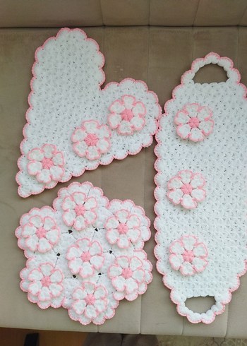 Pembe Çiçekli lif seti - Görsel 7