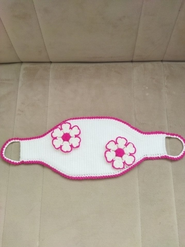 Çiçek Motifli Beyaz Banyo Tunus işi lif - Görsel 2