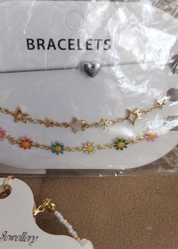 Uzun Beyaz Boncuklu Bohem Kolye seti halhal bileklik kolye - Görsel 3