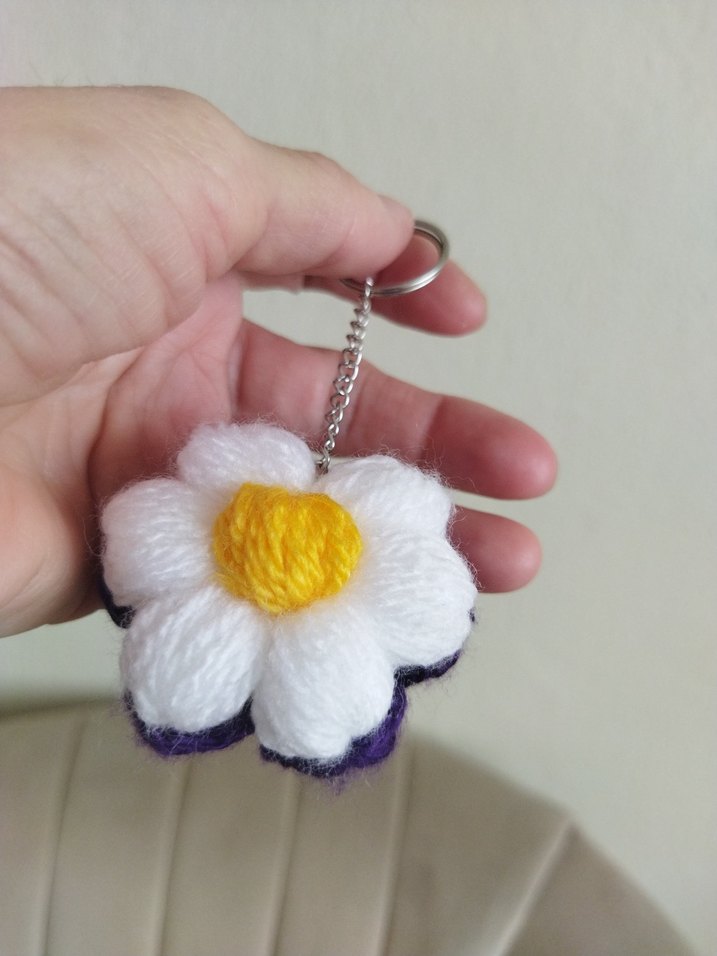 Mor Püsküllü Bohem Kadın Anahtarlık - Görsel 3