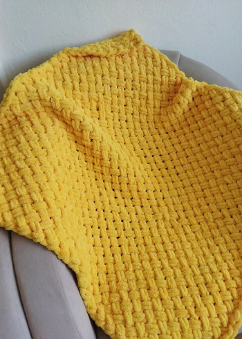 Sarı Örgü Çocuk Battaniyesi 90×90 cm - Görsel 4