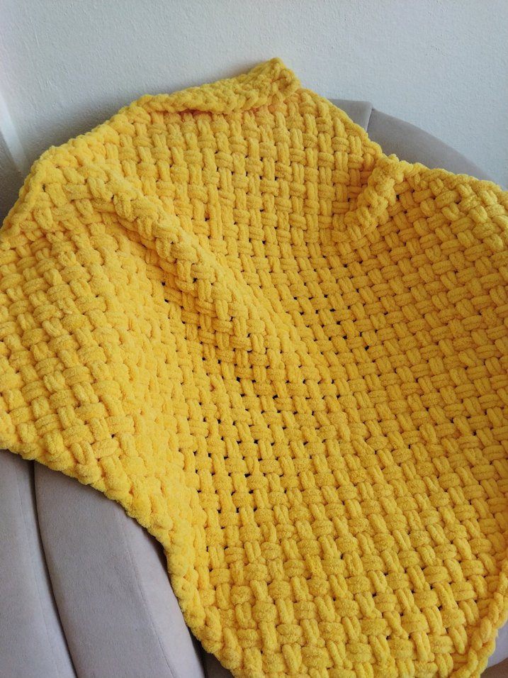 Sarı Örgü Çocuk Battaniyesi 90×90 cm - Görsel 4