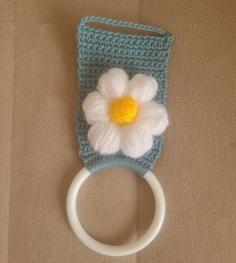 Beyaz Çiçekli havlu askısı - Görsel 3