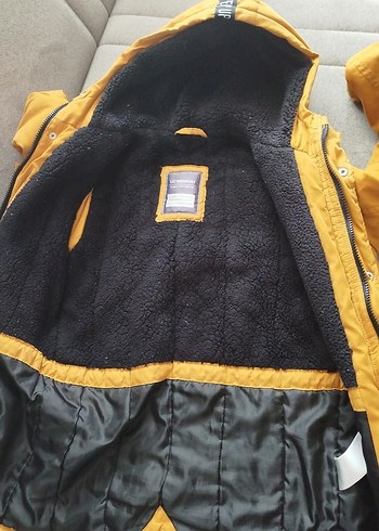 Sarı Kadın Midi Kaban Fermuarlı Sıcak Kumaş - Görsel 3