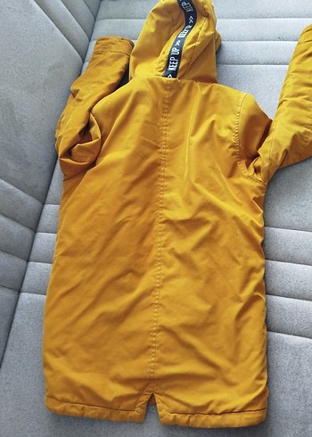 Sarı Kadın Midi Kaban Fermuarlı Sıcak Kumaş - Görsel 2